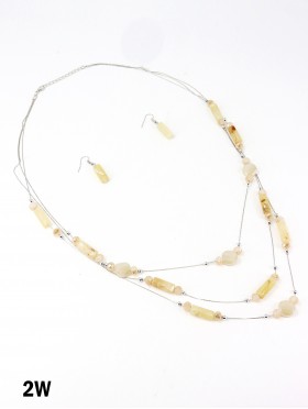 Fashion Rectangular Beads Necklace and Earrings Set